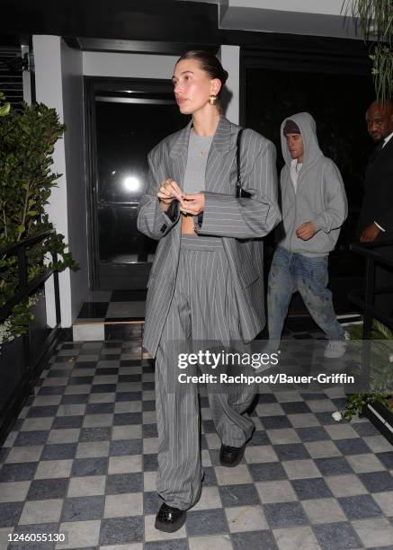 Hailey Bieber and Justin Bieber are seen on January 06, 2023 in Los Angeles, California.