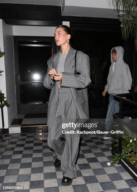Hailey Bieber and Justin Bieber are seen on January 06, 2023 in Los Angeles, California.