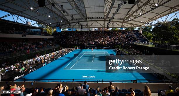 General view of center court during the semi-final on Day 7 of the 2023 Adelaide International at Memorial Drive on January 07, 2023 in Adelaide,...