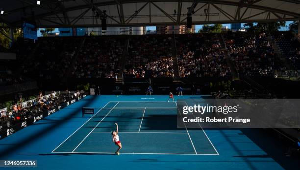General view of center court during the semi-final on Day 7 of the 2023 Adelaide International at Memorial Drive on January 07, 2023 in Adelaide,...