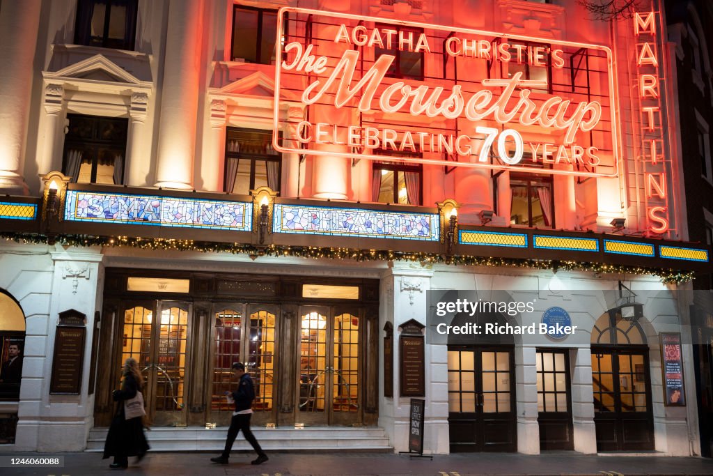 An evening exterior of the St Martins Theatre where Agatha Christie's ...