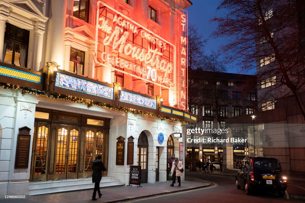 An evening exterior of the St Martins Theatre where Agatha Christie's ...