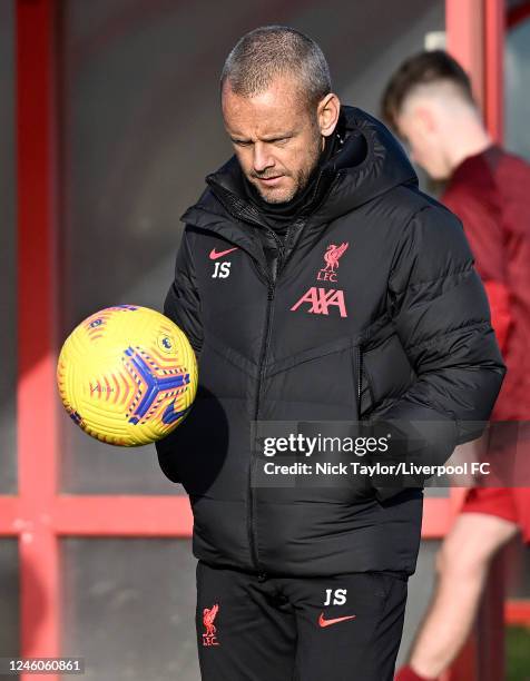 Jay Spearing of Liverpool during the U18 Premier League game at the AXA Training Centre on January 7, 2023 in Kirkby, England.