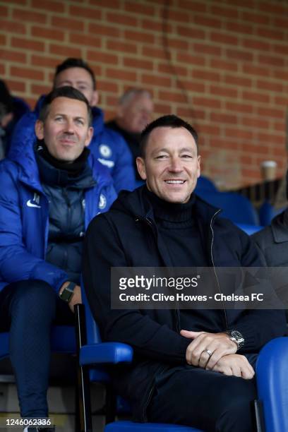 Jon Harley and John Terry of Chelsea watch from the stands during the Chelsea U18 v Bradford City U18 FA Youth Cup match at Kingsmeadow on January 7,...