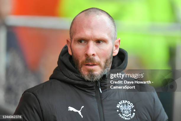 Blackpool's Manager Michael Appleton during the Emirates FA Cup Third Round match between Blackpool and Nottingham Forest at Bloomfield Road on...
