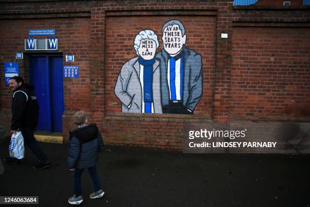 Fans arrive at the stadium ahead of the English FA Cup third round football match between Sheffield Wednesday and Newcastle United at Hillsborough...