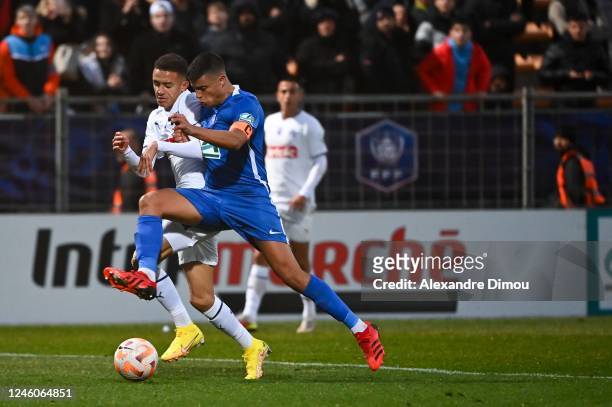 Salim BEN SEGHIR of Olympique de Marseille and Mohamed SAHNOUNE of Hyeres during the French Cup match between Hyeres and Marseille on January 7, 2023...