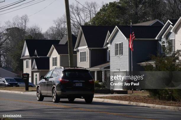 Homes stand near Richneck Elementary School on January 7, 2023 in Newport News, Virginia. A 6-year-old student was taken into custody after...