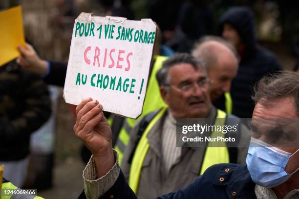 Hundreds of yellow vests are taking to the streets of Toulouse, France, on January 7th to protest against Macron's reforms such as the planned...