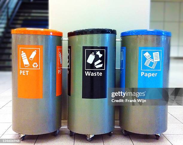 trash cans on airport - bin ストックフォトと画像