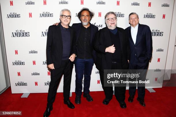 Alejandro G. Iñárritu, Alfonso Cuarón, Guillermo del Toro and Netflix CEO Ted Sarandos attend The Three Amigos In Conversation presented by Netflix...