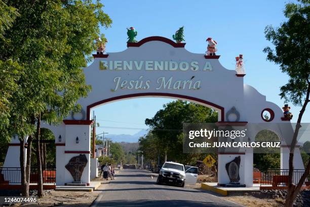 Picture of the entrance to Jesus Maria, an area in Culiacan, Sinaloa State, Mexico, where Ovidio Guzman, aka "El Raton" , son of jailed drug...