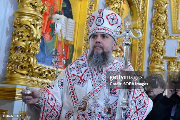 Serhiy Petrovytch Doumenko, Metropolitan Epifaniy, Head of Ukraine church leads the Orthodox Christmas service in the Assumption Cathedral of...