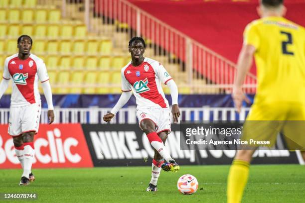 Soungoutou MAGASSA of Monaco during the French Cup match between Monaco and Rodez on January 7, 2023 in Monaco, Monaco.