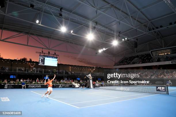 Court view during the Adelaide International tennis final match between Novak Djokovic of Serbia and Sebastian Korda of United States at Memorial...