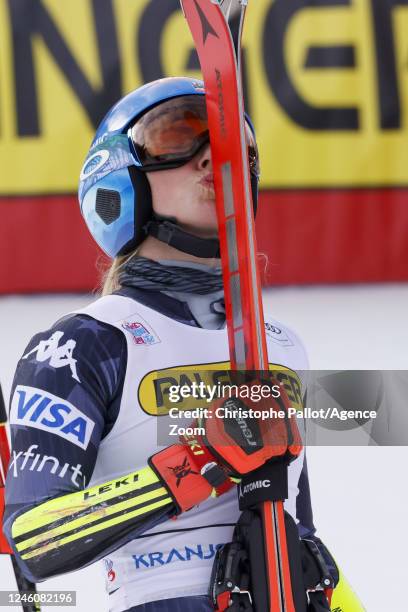 Mikaela Shiffrin of Team United States takes 1st place during the Audi FIS Alpine Ski World Cup Women's Giant Slalom on January 8, 2023 in Kranjska...