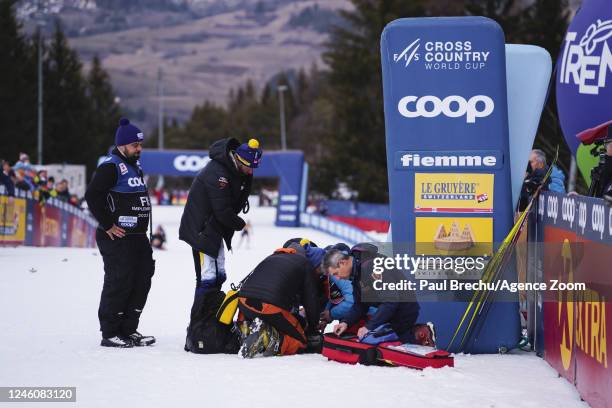 Frida Karlsson of Team Sweden during the FIS Tour de Ski Men's and Women's 9 km Mass Start Free on January 8, 2023 in Val Di Fiemme, Italy.