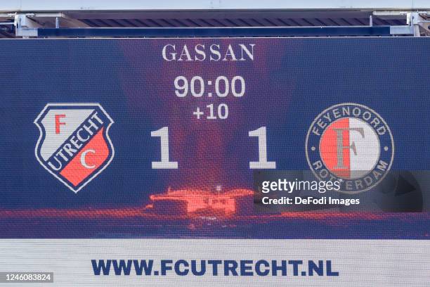 Scorebord after the Dutch Eredivisie match between FC Utrecht and Feyenoord at Stadion Galgenwaard on January 8, 2023 in Utrecht, Netherlands.