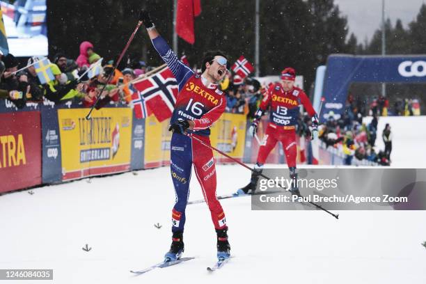 Jules Lapierre of Team France in action during the FIS Tour de Ski Men's and Women's 9 km Mass Start Free on January 8, 2023 in Val Di Fiemme, Italy.