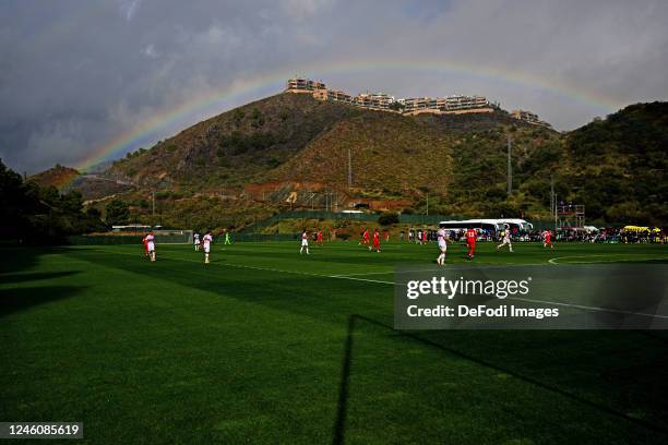 Pitch with Rainbow during the Friendly match between FC Sion vs VfB Stuttgart at Marbella Football Center on January 8, 2023 in San Pedro De...