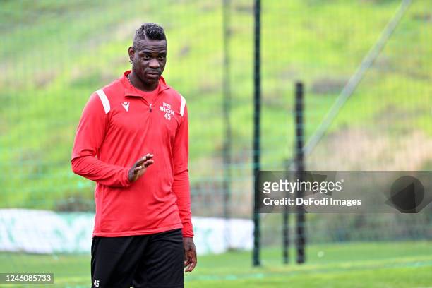 Mario Balotelli of FC Sion gestures during the Friendly match between FC Sion vs VfB Stuttgart at Marbella Football Center on January 8, 2023 in San...
