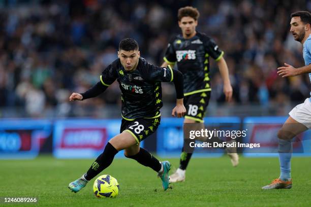 Nicolo Cambiaghi of Empoli FC controls the ball during the Serie A match between SS Lazio and Empoli FC at Stadio Olimpico on January 8, 2023 in...