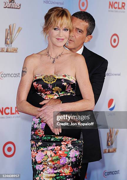 Actress Melanie Griffith and husband Antonio Banderas arrive at the 2011 NCLR ALMA Awards at Santa Monica Civic Auditorium on September 10, 2011 in...