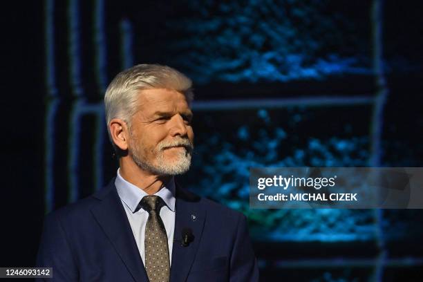 Candidate in the Czech Presidential elections former Chief of the General Staff of the Czech Army Petr Pavel takes part in the presidential debate on...