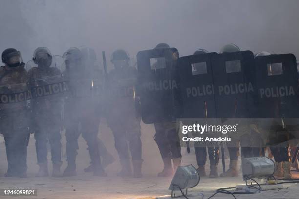 Supporters of former President Jair Bolsonaro clash with security forces as they raid the National Congress in Brasilia, Brazil, 08 January 2023....