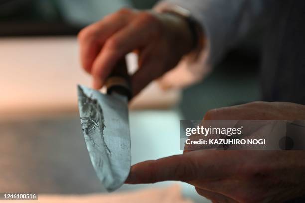 This picture taken on November 18, 2022 shows French chef Olivier Oddos, whose Tokyo restaurant boasted a Michelin star between 2014 and 2021,...