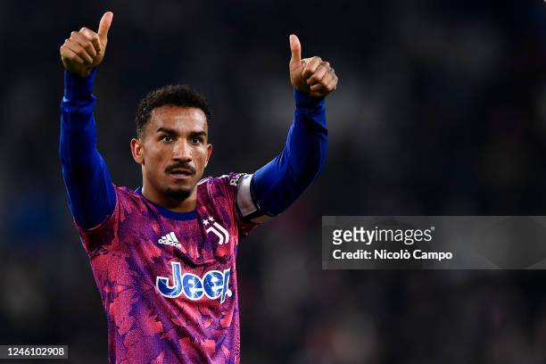 Danilo Luiz da Silva of Juventus FC celebrates the victory at the end of the Serie A football match between Juventus FC and Udinese Calcio. Juventus...