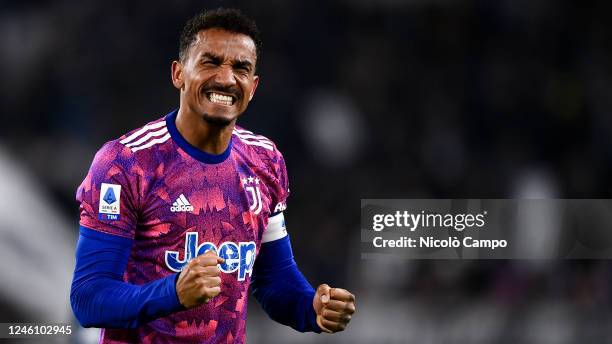 Danilo Luiz da Silva of Juventus FC celebrates the victory at the end of the Serie A football match between Juventus FC and Udinese Calcio. Juventus...