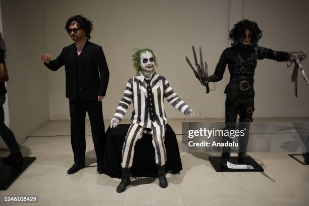 Tim Burton, Beetlejuice and Edward Scissorhands are part of the "Mutante" exhibition by sculptor Ramiro Sirpa in La Paz, Bolivia on December 22,...