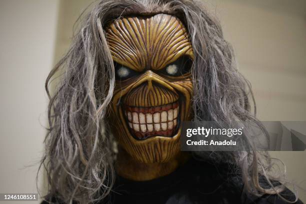 The fiberglass sculpture of Eddie, the mascot and emblem of the Iron Maiden group is part of the exhibition "Mutante" by sculptor Ramiro Sirpa in La...