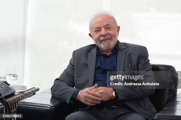 Brazil's President Luiz Inacio Lula da Silva during a meeting with ministers of his government, ministers of the STF and the President of the Chamber...