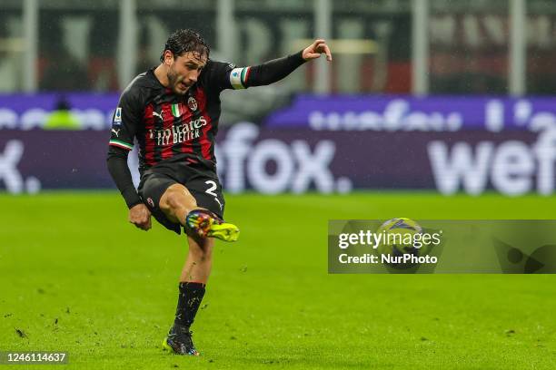 Davide Calabria of AC Milan in action during Serie A 2022/23 football match between AC Milan and AS Roma at San Siro Stadium, Milan, Italy on January...