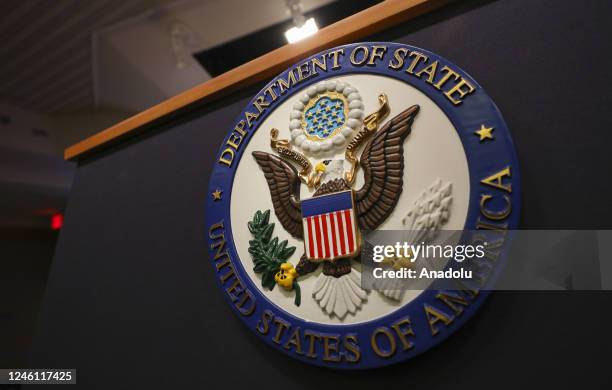 View of United States Department of State logo in Washington D.C., United States on January 9, 2023. Celal Gunes / Anadolu Agency