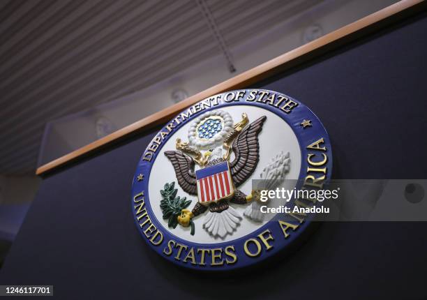 View of United States Department of State logo in Washington D.C., United States on January 9, 2023. Celal Gunes / Anadolu Agency