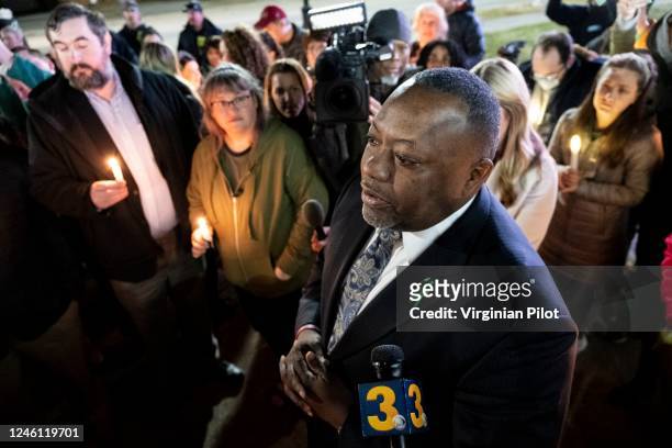 Newport News superintendent George Parker speaks during a vigil for Abby Zwerner, the teacher shot by a 6-year-old student at Richneck Elementary, in...