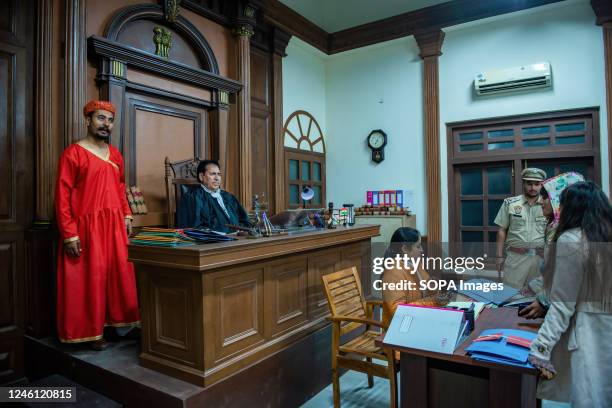 Artist performing at the film set of the courtroom during the Launch event of HLV Film City in Mohali District, Punjab. HLV is the first film city in...