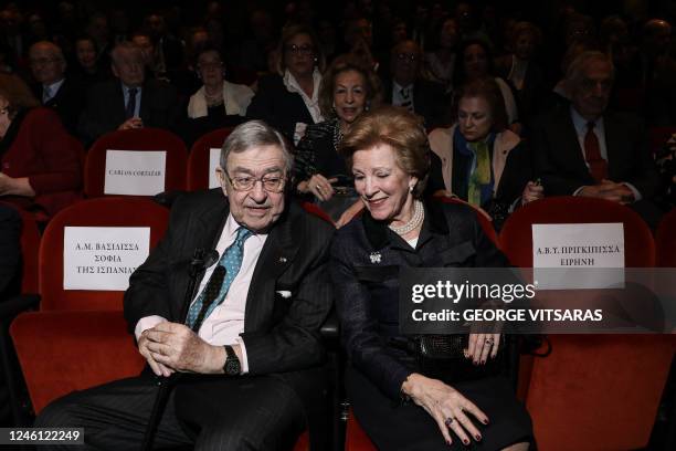 Constantine II of Greece and Anne-Marie of Greece attend a presentation of the three-volume work `Diary of Queen Frederica 1938 - 1967`, at the...