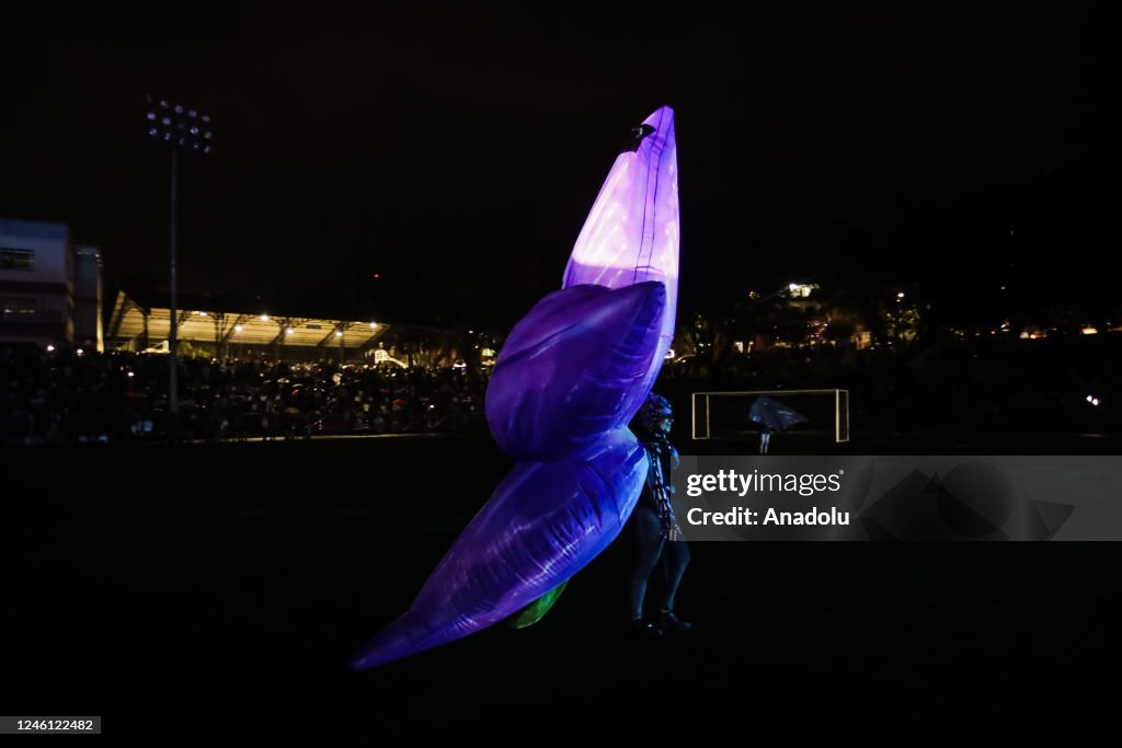 Messi Inflatable An inflatable t-shirt of Lionel Messi is seen at the Lunar Globe ...