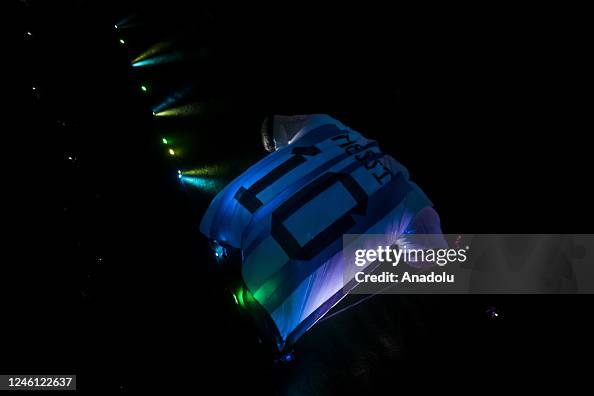Messi Inflatable An aerial view of the inflatable t-shirt of Lionel Messi at the Lunar ...