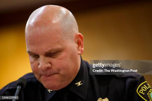 Chief of Police Steve Drew holds back emotion while giving a run down of events that took place on Friday, January 6, 2023 when a 6-year-old student...