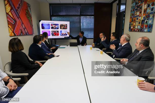 Turkish Minister of Industry and Technology Mustafa Varank meets with venture capital representatives at startup ecosystem BootUp World as he...