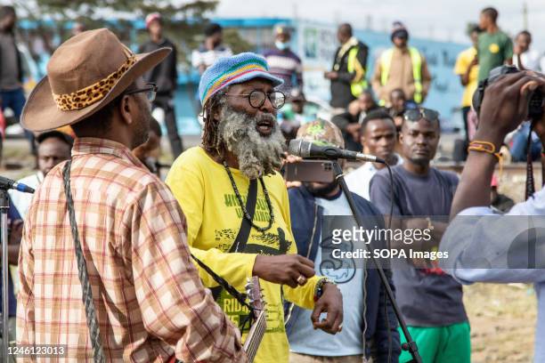 Barbushe Maina , a thespian and The Nakuru UNESCO Creative City alternative contact speaks during a reggae concert to commemorate Nakuru's inclusion...