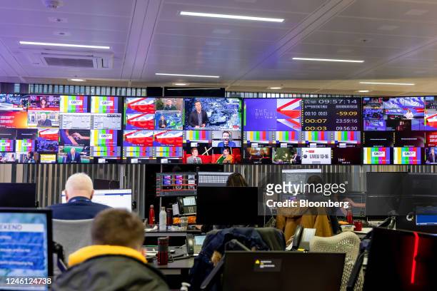 Employees work in the newsroom of the GB News television studio in London, UK, on Thursday, Dec. 8, 2022. The startup has yet to shake off an...