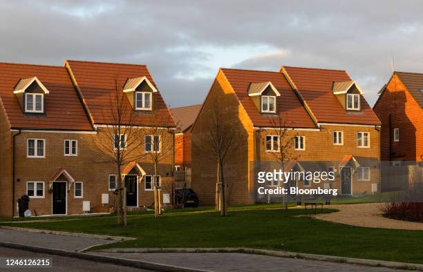 Completed houses at a Persimmon Plc residential property construction site in Harlow, UK, on Monday, Jan. 9, 2023. Persimmons fourth quarter sales...
