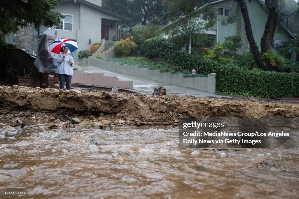 Storm Brings Mudslide To Studio City Neighborhood In Los Angeles
