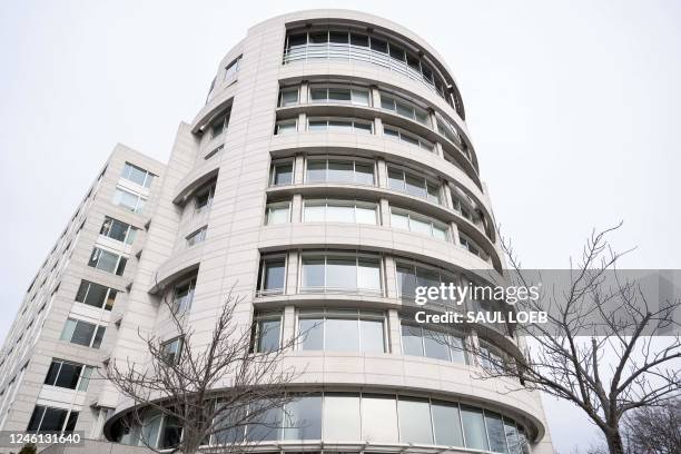 An office building housing the Penn Biden Center, a think tank affiliated with the University of Pennsylvania, is seen in Washington, DC, January 10...